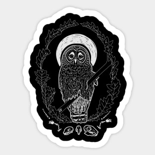 "Patron Saint of Dead Rodents" Barred Owl and Oak Leaves Sticker